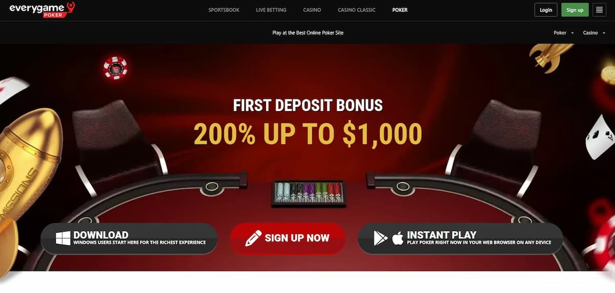 Everygame online poker site.