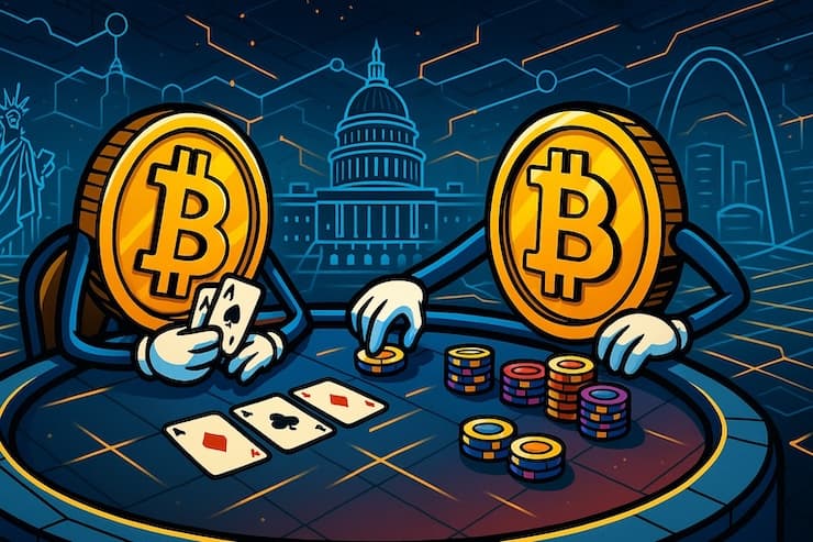A snapshot of best bitcoin poker sites with crypto coins playing poker in a futuristic arena