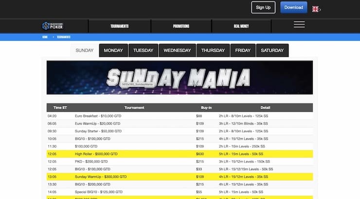 A snapshot of Black Chip Poker bitcoin poker site with Blitz Poker and MTTs