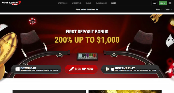 A snapshot of Everygame bitcoin poker hybrid with all-stakes tables