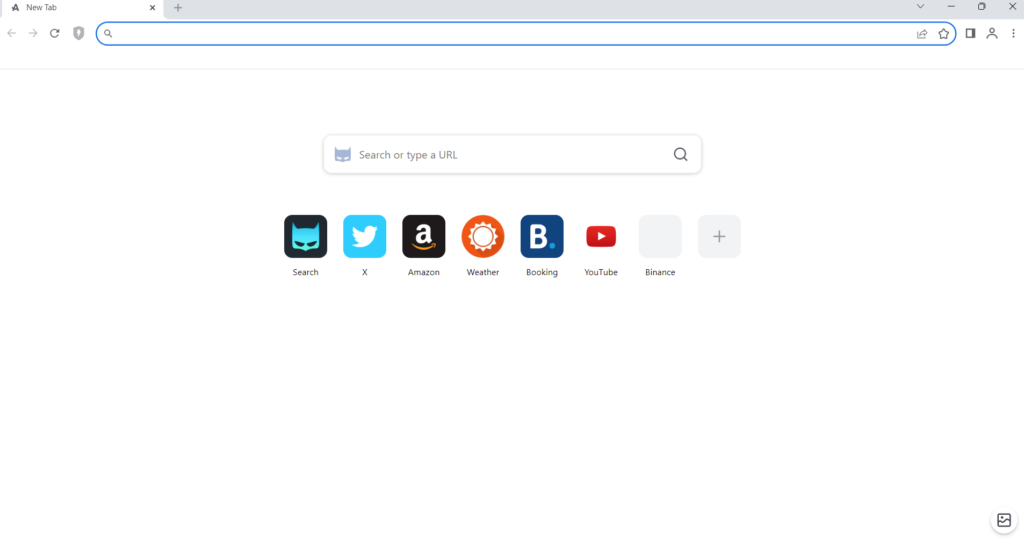 Aloha Browser for Windows dashboard in default settings